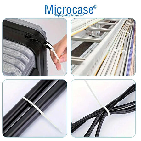 Microcase Plastik Kablo Bağı Cırt Kelepçe 3.6 X 250MM  Şeffaf 25 Adet - ŞEFFAF AL4484