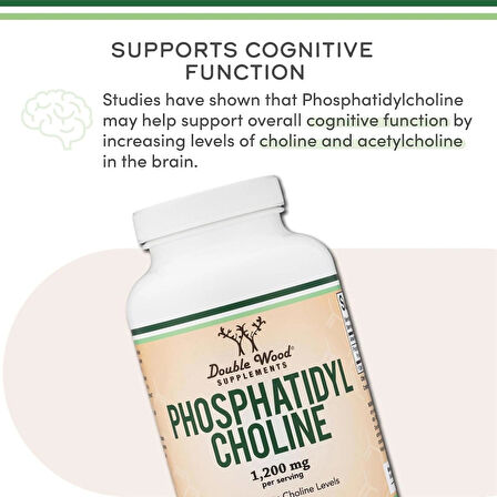 Double Wood Phosphatidylcholine Sunflower and Soy Lecithin Brain Health 1,200mg – 210 Softgels