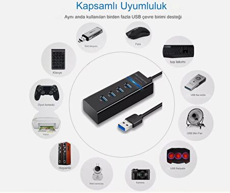  BİLGİSAYAR PC USB ÇOKLAYICI 4 GİRİŞLİ TÜM CİHAZLARA UYUMLU