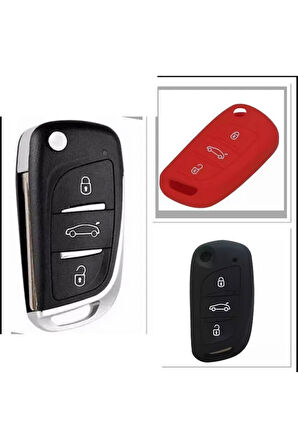2 Adet Citroen C4 C5 C-quatre Uyumlu Silikon Anahtar Kılıfı Siyah Ve Kırmızı Renk 4.resime Bakınız