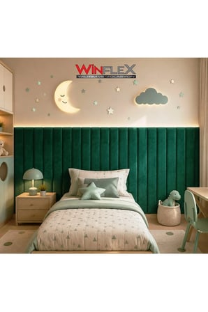 WİNFLEX Dikey Akustik Kumaş Duvar Paneli (15x100 cm - 12'li Set) YEŞİL