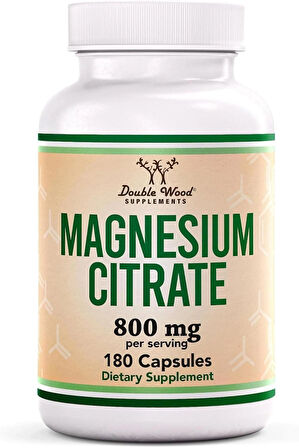 Double Wood Magnesium Citrate Digestion & Constipation Support Vegan 800mg 180 Caps