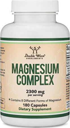 Double Wood Magnesium Complex Citrate Bisglycinate Taurate Malate L-Aspartate Orotate and Ascorbate 180 Caps