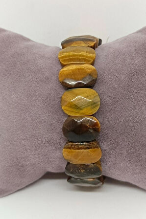 Rolex Kesim Kaplan Gözü Doğal Taşlı Bileklik