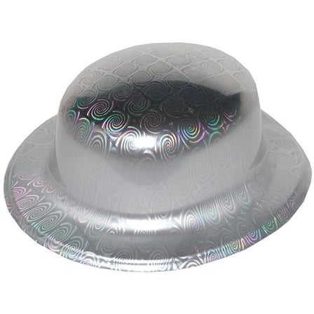 Özel Seri Kutlama Eşyası Aksesuar Etkinlik Gümüş Renk Hologramlı Plastik Yuvarlak Melon 27x24 cm
