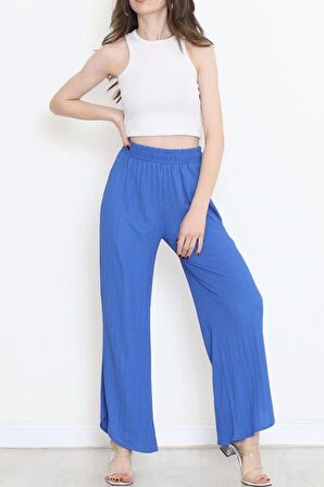 Yırtmaçlı Bürümcük Pantolon Saks - 12590.631.