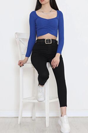Büzgü Detaylı Bluz Saks - 15940.1567.