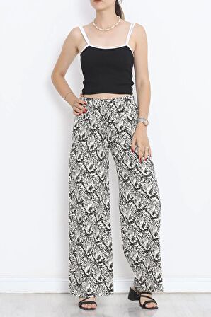 Bol Paça Keten Pantolon Kremsiyah - 152523.1837.