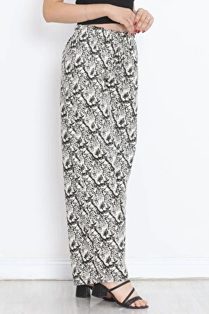 Bol Paça Keten Pantolon Kremsiyah - 152523.1837.