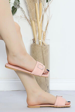 Toka Detaylı Terlik Pudra - 20040.1846.