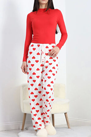 Milan Kumaş Pijama Altı Beyazkırmızı - 20788.1287.