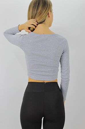Gitilli Dekolteli Bluz Gri - 98797