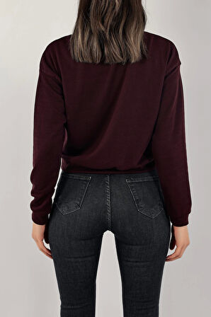 Baskılı Crop Sweat Mor - 0135.159.
