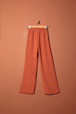 Aerobin Kumaş Bol Paça Kadın Pantolon-Kiremit