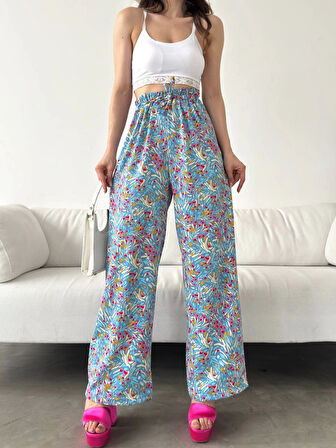 Desenli Beli Lastikli Bürümcük Pantolon