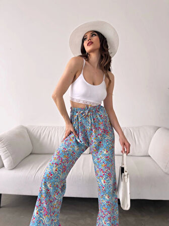 Desenli Beli Lastikli Bürümcük Pantolon