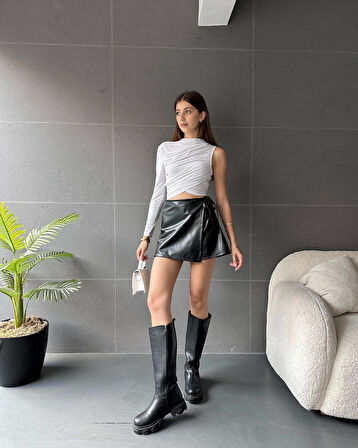 Tek Omuz Drape Detaylı Bluz