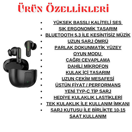 DX-58 Kablosuz Bluetooth Kulaklık - Şık Tasarım, Yüksek Bass, Uzun Şarj, Oyun Modu, Dahili Mikrofon