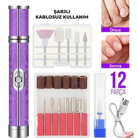 Delux Serisi Temizlik Aracı Günlük Cihaz Taşınabilir Ürün Şarjlı Manikür Pedikür Tırnak Bakım Seti