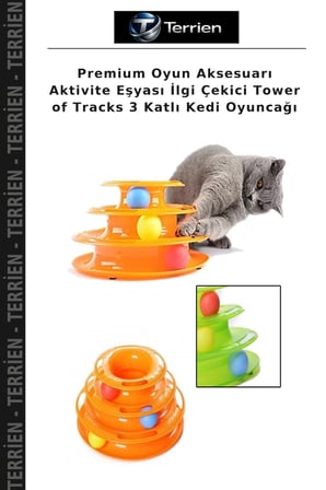Premium Oyun Aksesuarı Aktivite Eşyası İlgi Çekici Tower of Tracks 3 Katlı Kedi Oyuncağı