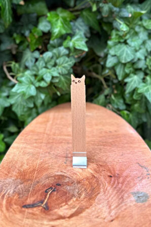Düz Model Ahşap Mum Fitili ve Yapışkanlı Fitil Sehpası 10 Adet ( 15mm x 100mm x 0,5mm ) KEDİ DESEN