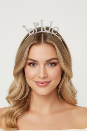 Valmont Accessories Bride Yazılı Kristal Taşlı Işıltılı Bekarlığa Veda Tacı