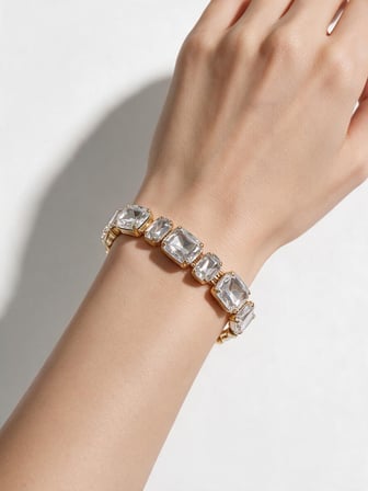 Valmont Accessories Gold Çift Baget Taşlı Kadın Bileklik, Davet ve Gece Kombin