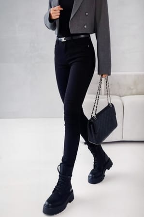 Deridün Yıldız Shoes Kadın Yüksek Bel Cepli Kemersiz Kot Pantolon