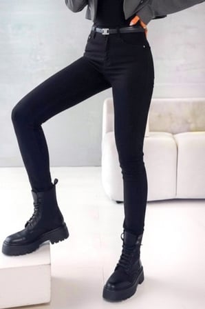 Deridün Yıldız Shoes Kadın Yüksek Bel Cepli Kemersiz Kot Pantolon