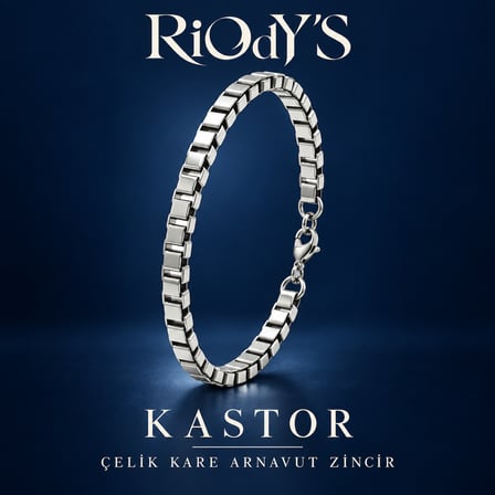 RiOdY'S Kastor Erkek Bileklik Gümüş Renk Çelik Kare Arnavut Zincir Kancalı Kilit