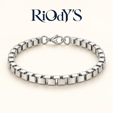 RiOdY'S Kastor Erkek Bileklik Gümüş Renk Çelik Kare Arnavut Zincir Kancalı Kilit