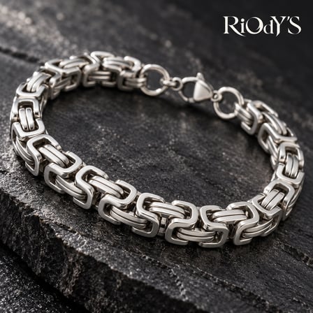 RiOdY'S Basileus Erkek Bileklik 6 mm Gümüş Renk Çelik Kral Zincir Kancalı Kilit