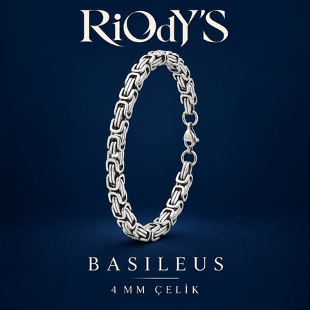 RiOdY'S Basileus Erkek Bileklik 4 mm Gümüş Renk Çelik Kral Zincir Kancalı Kilit