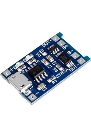 1a Tp4056 Lityum Pil Şarj Devresi Micro Usb - Akım Korumalı