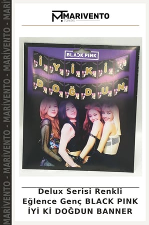 Delux Serisi Renkli Eğlence Genç BLACK PINK İYİ Kİ DOĞDUN BANNER