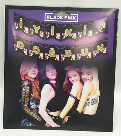 Delux Serisi Renkli Eğlence Genç BLACK PINK İYİ Kİ DOĞDUN BANNER