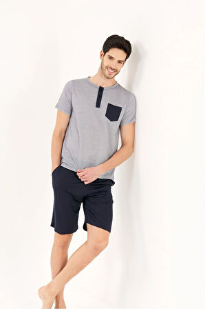 VİSKON KUMAŞ ERKEK 3'LÜ PJAMA TAKIMI