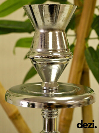 3'Lü Metal Mumluk Şamdan Seti, Dekoratif Set, Ev Nişan Dekorasyonu (23-28-33cm) Çap 12 Cm