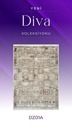 Royal Halı Diva DZ01A Krem Multi Viskon Akrilik Yumuşak Dokulu Otantik Etnik Halı