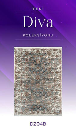 Royal Halı Diva DZ04B Mavi Multi Viskon Akrilik Yumuşak Dokulu Otantik Etnik Halı