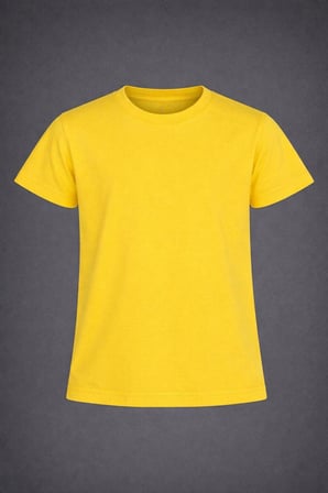 Erkek-Kız Çocuk Sarı DÜZ Renk Yuvarlak Yaka T-Shirt