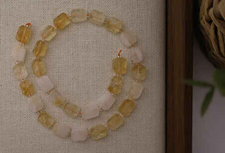 DİKDÖRTGEN KESİM SİTRİN 8X12 MM DOĞAL TAŞ DİZİ- YÜKSEK KALİTELİ DOĞAL TAŞ