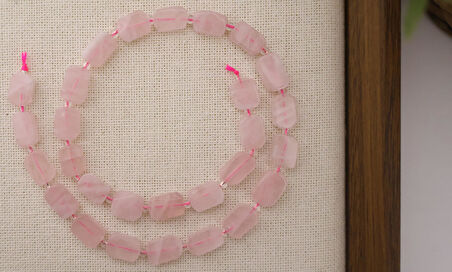 DİKDÖRTGEN KESİM PEMBE KUVARS 8X12 MM DOĞAL TAŞ DİZİ- YÜKSEK KALİTELİ DOĞAL TAŞ