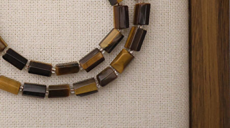 SİLİNDİR KÖŞELİ KESİM KAPLAN GÖZÜ 8X11 MM DOĞAL TAŞ DİZİ- YÜKSEK KALİTELİ DOĞAL TAŞ