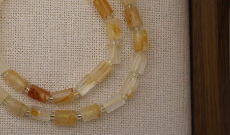 SİLİNDİR KÖŞELİ KESİM SARI KUVARS 8X11 MM DOĞAL TAŞ DİZİ- YÜKSEK KALİTELİ DOĞAL TAŞ