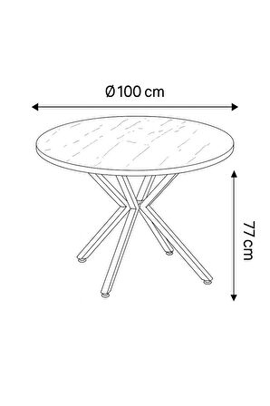 Zenit Plus Açılır Yuvarlak Masa (Sandalyesiz) – Traverten Desen, Kapuçino Ayak, Ø100→134 cm