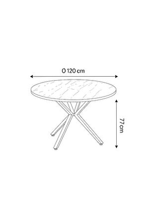 Zenit Plus Açılır Yuvarlak Masa (Sandalyesiz) – Siyah Mermer, Krom Ayak, Ø120→160 cm