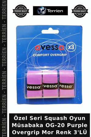 Özel Seri Squash Oyun Müsabaka OG-20 Purple Overgrip Mor Renk 3'LÜ