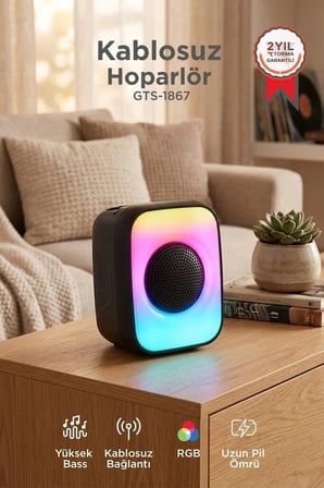 Özel Üretim Radyolu Alet Sunum Oynatıcı Bluetooth Hoparlör GTS1867 Siyah