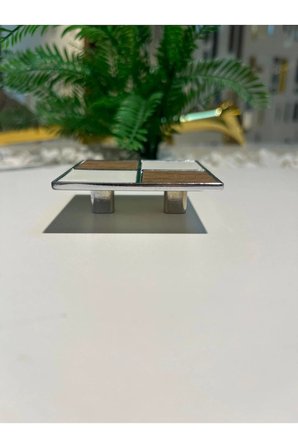 Dama Kare Metal Kulp 32mm Ceviz Krom Beyaz Dolap Kapak Tv Ünite Modern Çekmece Mobilya Komodin Konsol Gümüş